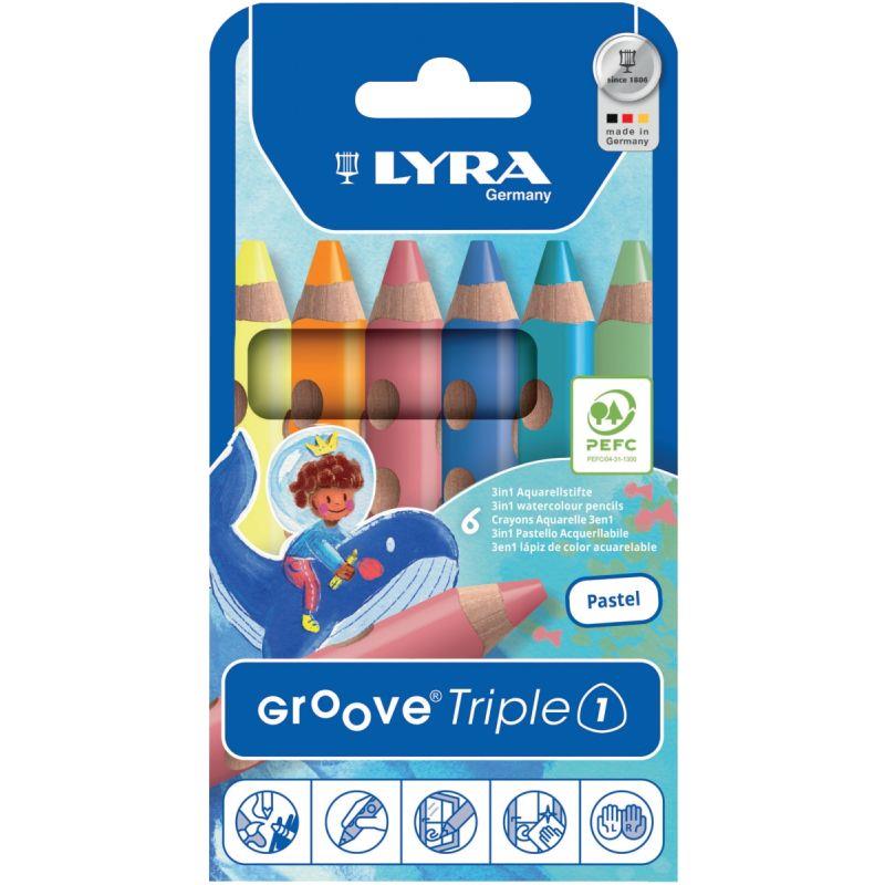 Image de  Étui de 6 crayons de couleur Groove Triple pastel 