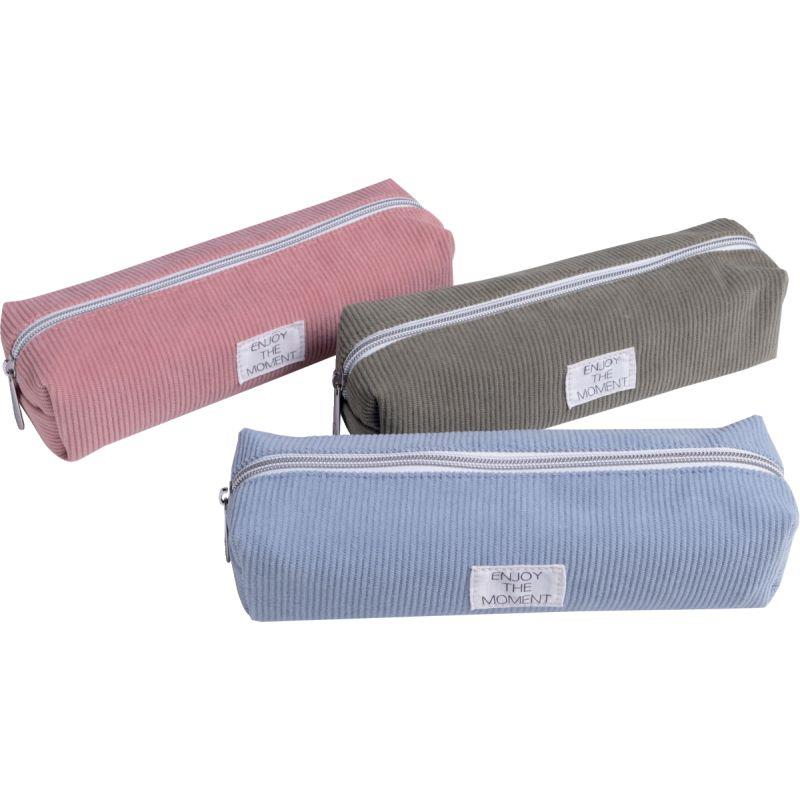 Image de  6 Trousses carrée velours 3 coloris : Rose , Bleu, Kaki 