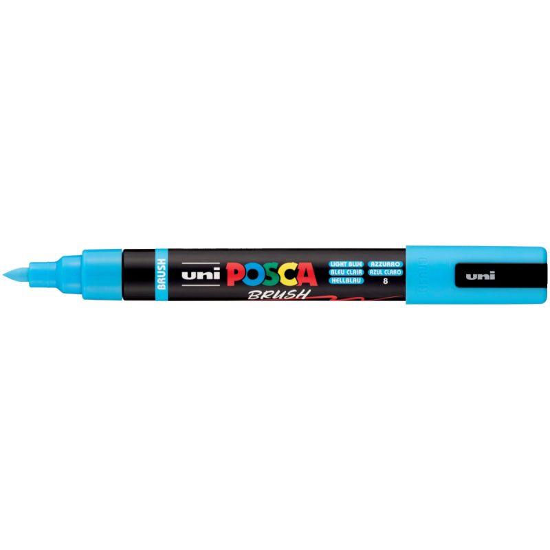 Ref. 60403, Marqueur Posca pointe moyenne Brush bleu clair, marque UNIBALL