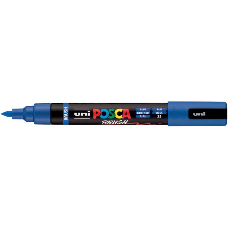 Ref. 60405, Marqueur Posca pointe moyenne Brush bleu foncé, marque UNIBALL