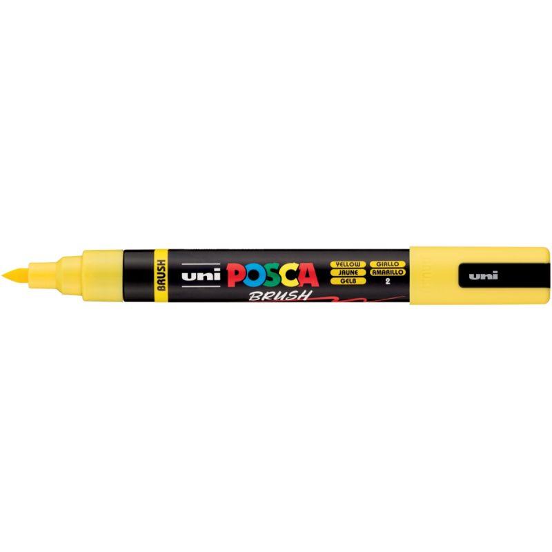 Ref. 60410, Marqueur Posca pointe moyenne Brush jaune, marque UNIBALL