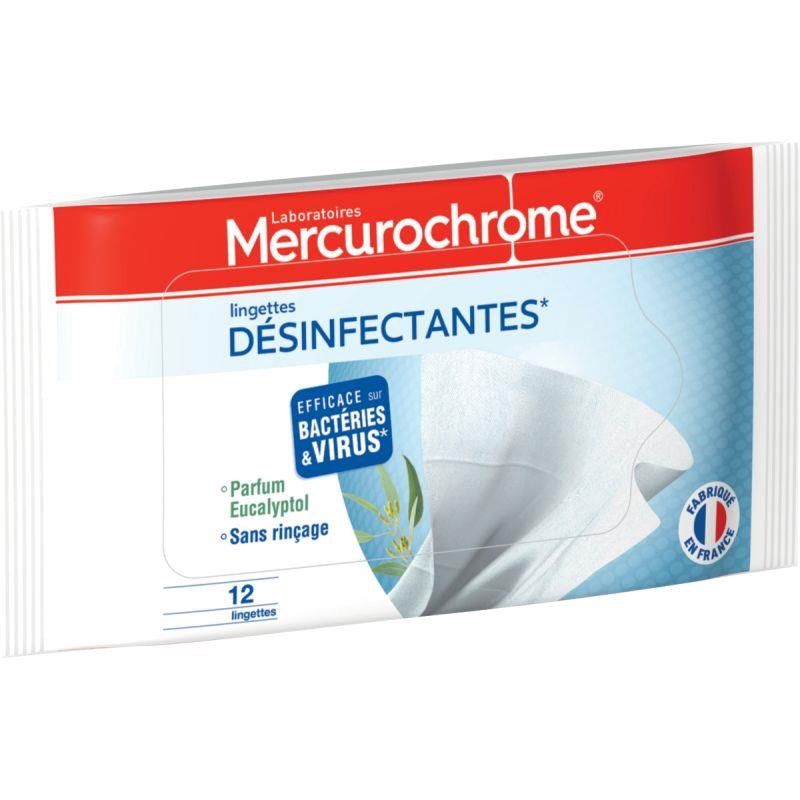 Ref. 60677, Etui de 12 lingettes désinfectantes, marque MERCUROCHROME