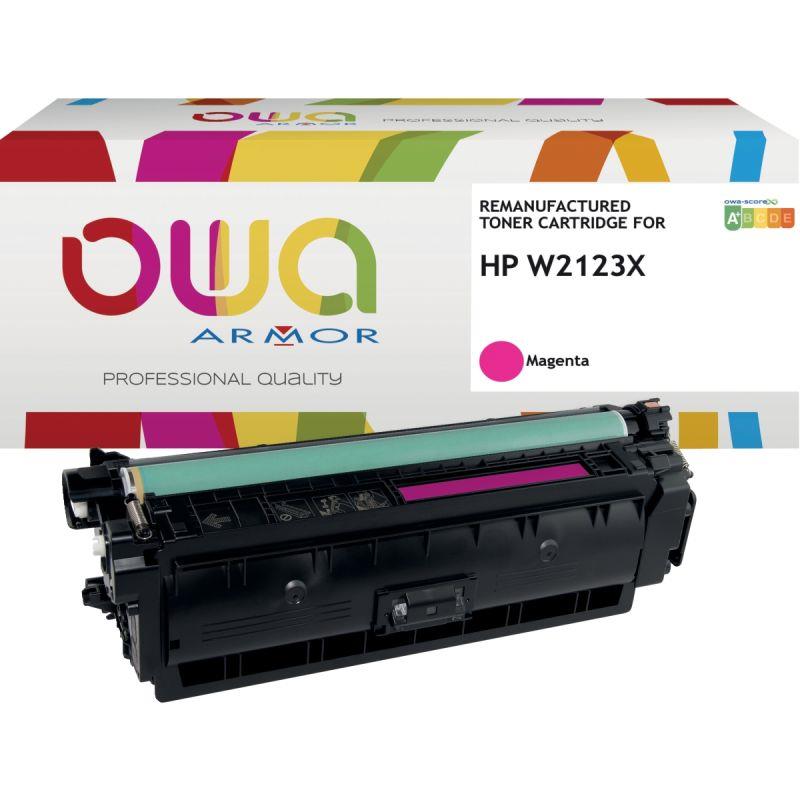 Ref. 60715, OWA toner laser remanufacturé magenta haute capacité compatible HP 212X (W2123X), marque ARMOR