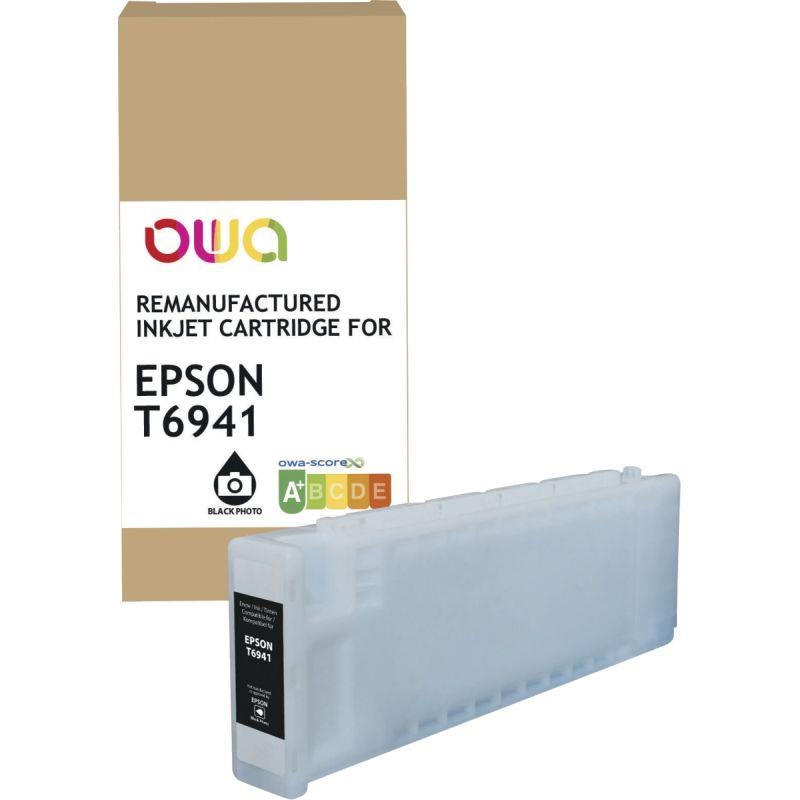 Ref. 60717, OWA cartouche jet d''encre remanufacturée noir haute capacité compatible EPSON T6941, marque ARMOR