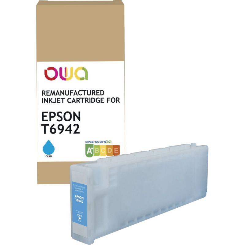 Ref. 60718, OWA cartouche jet d''encre remanufacturée cyan haute capacité compatible EPSON T6942, marque ARMOR