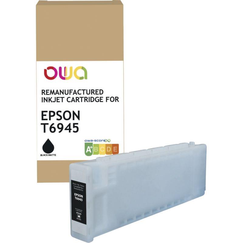 Ref. 60721, OWA cartouche jet d''encre remanufacturée noire mat haute capacité compatible EPSON T6945, marque ARMOR