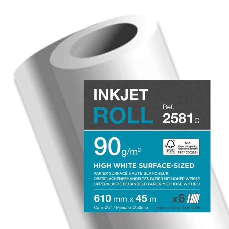 Image de  Carton de 6 rouleaux 0.61x45m 90g jet d''encre 