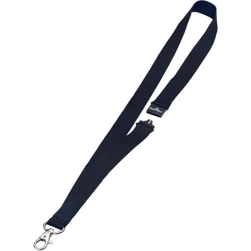 Ref. 60806, BOITE DE 10 LACET TEXTILE AVEC MOUSQUETON NOIR, marque DURABLE