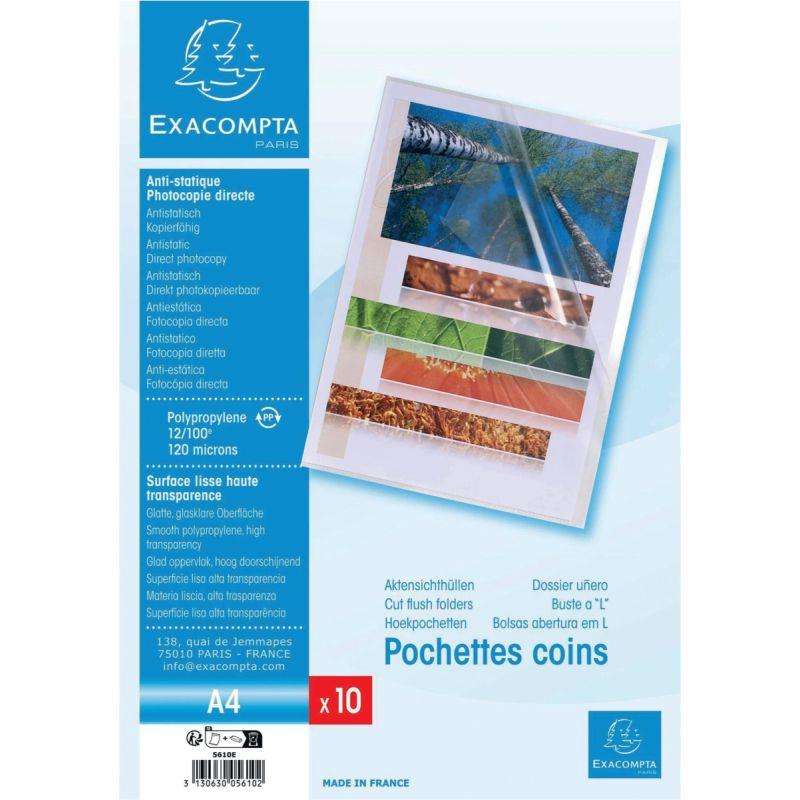 Image de  Sachet de 10 pochettes coin en polypropylène 12/100 incolore 