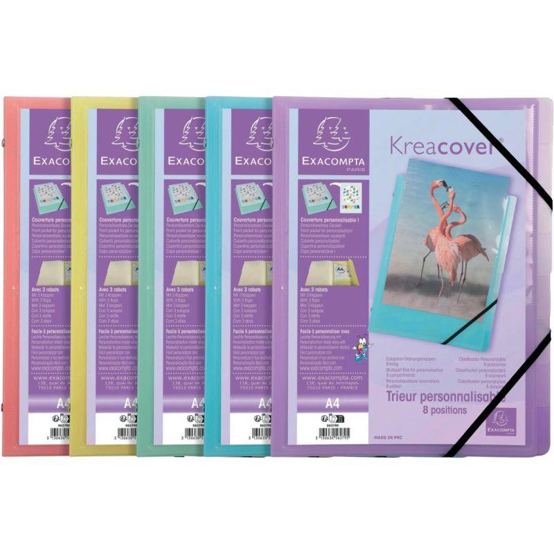 Image de  Trieur personnalisable KREACOVER Pastel en polypropylène, 8 compartiments, coloris assortis 