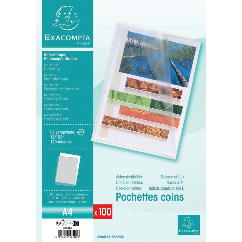 Image de  Sachet de 100 pochettes coin en polypropylène 12/100 incolore 