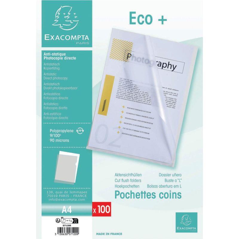 Image de  Sachet de 100 pochettes coin en polypropylène 9/100ème incolore 