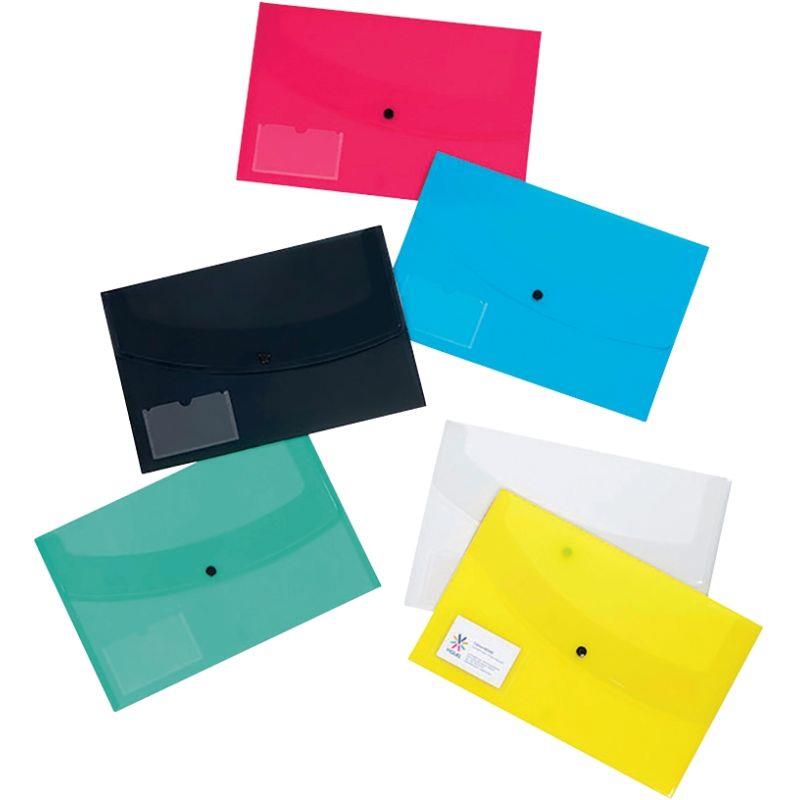 Ref. 61346, Pochette enveloppe PROPYGLASS en polypropylène pour format A4, coloris assortis, marque VIQUEL
