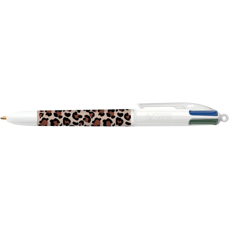 Ref. 61414, Stylo bille 4 couleurs Léopard beige, Assorties, marque BIC