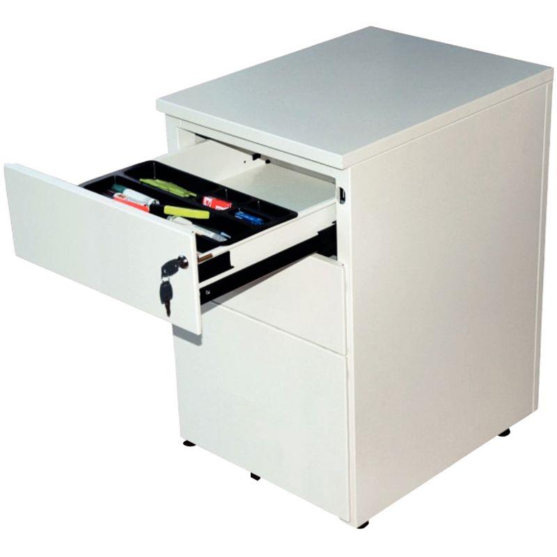 Image de  Caisson hauteur bureau professionnel P60 cm en métal 3 tiroirs Blanc 