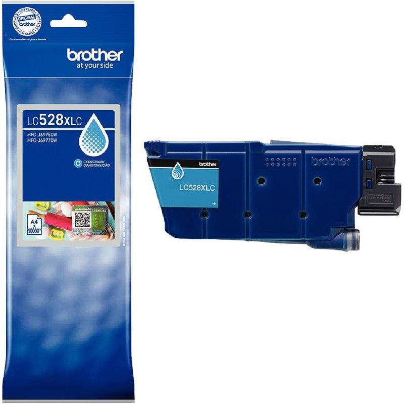 Ref. 61590, Cartouche jet d''encre Brother LC528XLC cyan haute capacité authentique, marque BROTHER