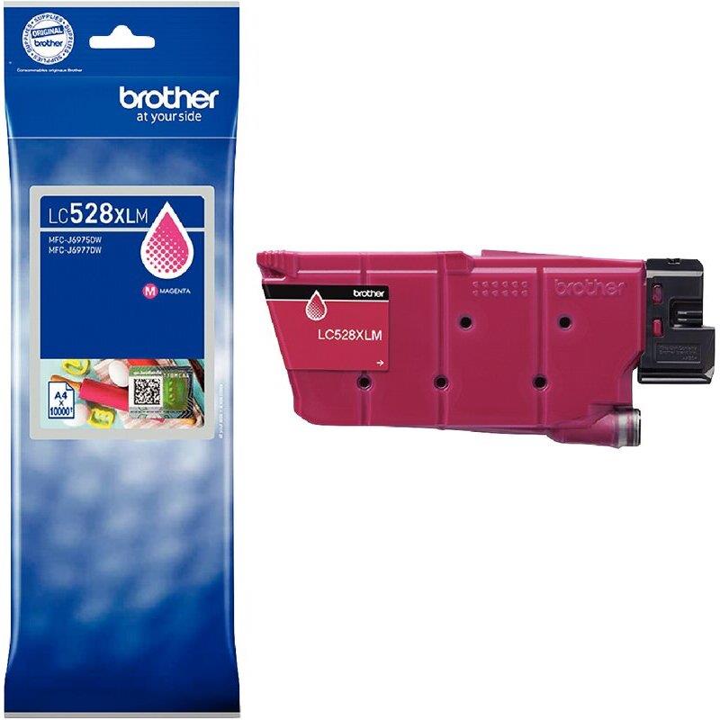 Ref. 61591, Cartouche jet d''encre Brother LC528XLM magenta haute capacité authentique, marque BROTHER