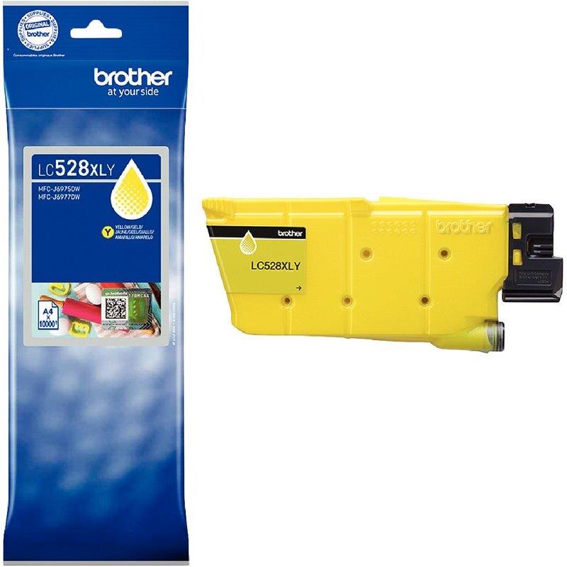 Ref. 61592, Cartouche jet d''encre Brother LC528XLY jaune haute capacité authentique, marque BROTHER