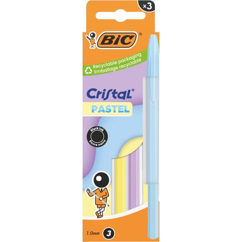 Image de  Blister 3 stylos bille Cristal pastel noirs 