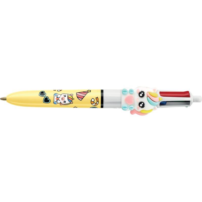 Image de  Stylo bille 4 Couleurs mini décor assortis 