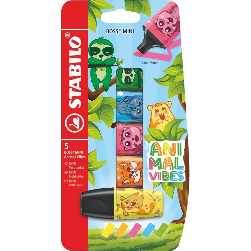 Image de  Blister 5 surligneurs mini Boss Animal Vibes 