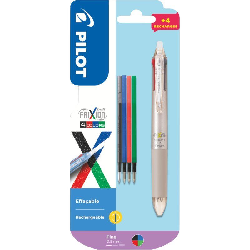 Image de  Blister 1 roller Frixion 4 Couleurs champagne + 4 recharges 