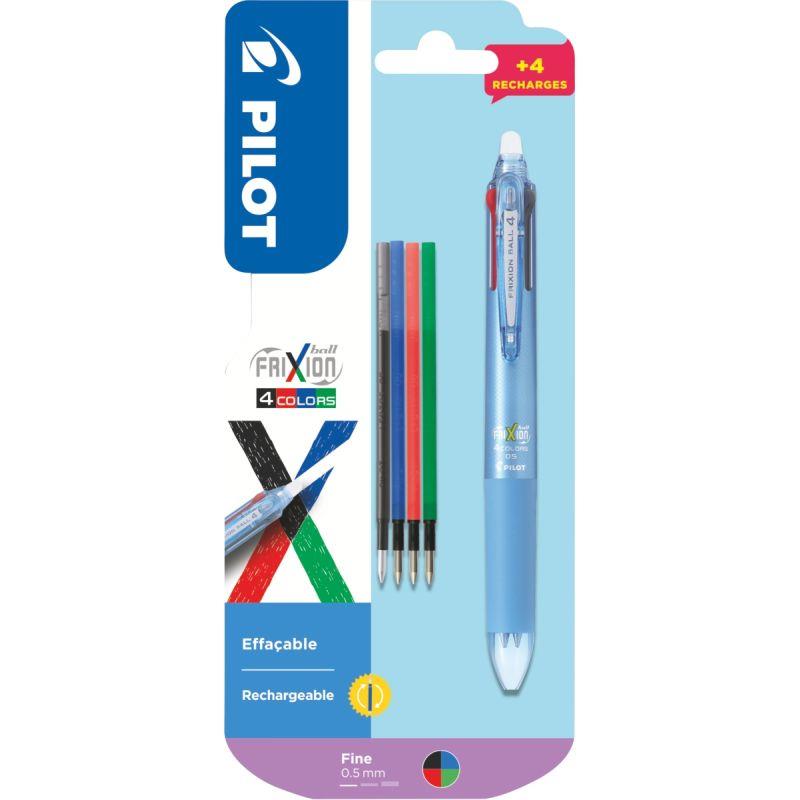 Image de  Blister 1 roller Frixion 4 Couleurs bleu + 4 recharges 