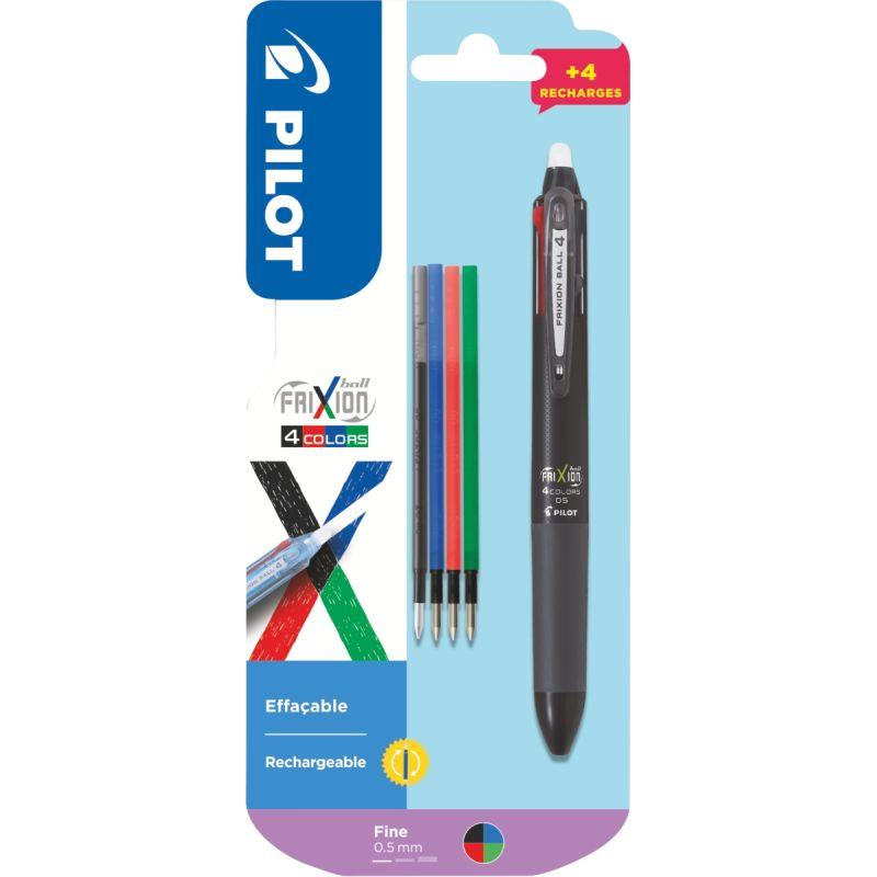 Image de  Blister 1 roller Frixion 4 Couleurs noir + 4 recharges 