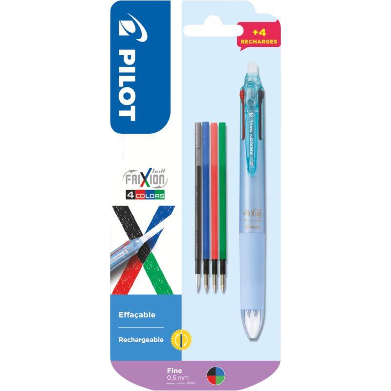 Image de  Blister 1 roller Frixion 4 Couleurs dégradé bleu + 4 recharges 