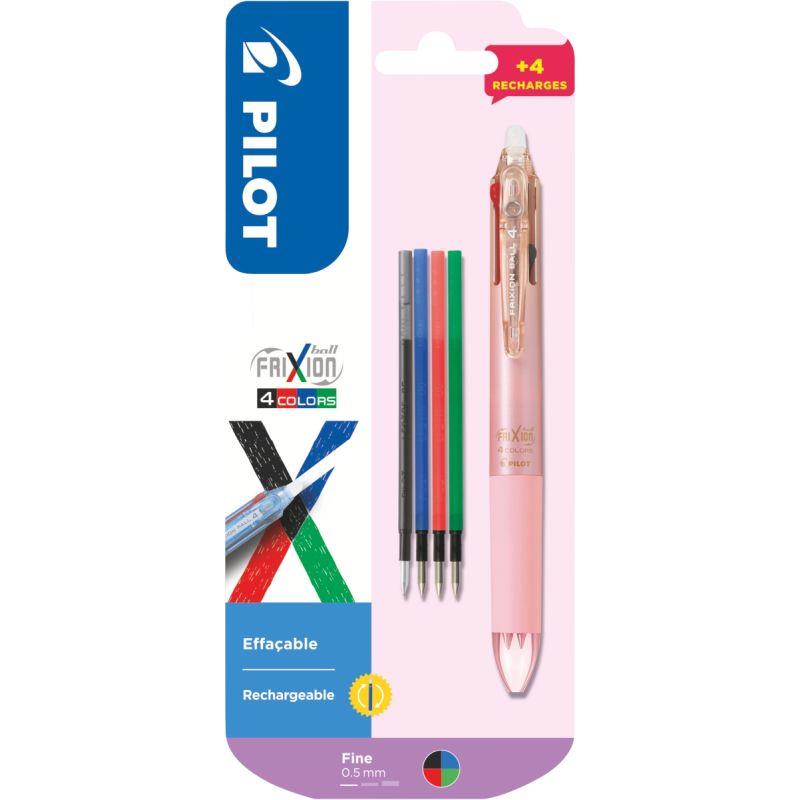 Image de  Blister 1 roller Frixion 4 Couleurs dégradé rose + 4 recharges 