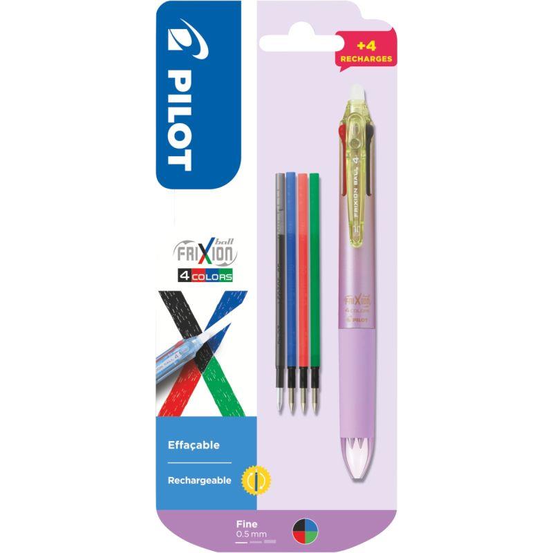 Image de  Blister 1 roller Frixion 4 Couleurs dégradé violet + 4 recharges 