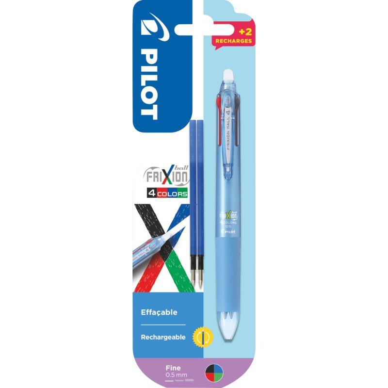Image de  Blister 1 roller Frixion 4 Couleurs bleu + 2 recharges 
