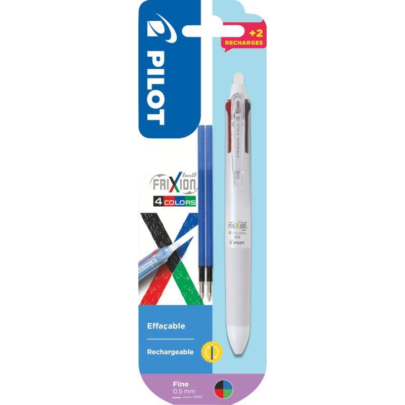 Image de  Blister 1 roller Frixion 4 Couleurs blanc + 2 recharges 