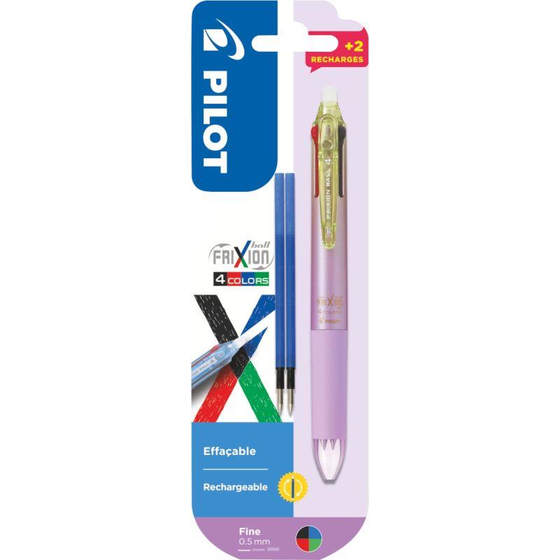 Image de  Blister 1 roller Frixion 4 Couleurs dégradé violet + 2 recharges 