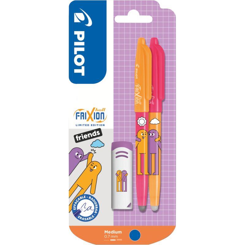 Image de  Blister 2 rollers Frixion Ball bleu friends clouds + gomme 