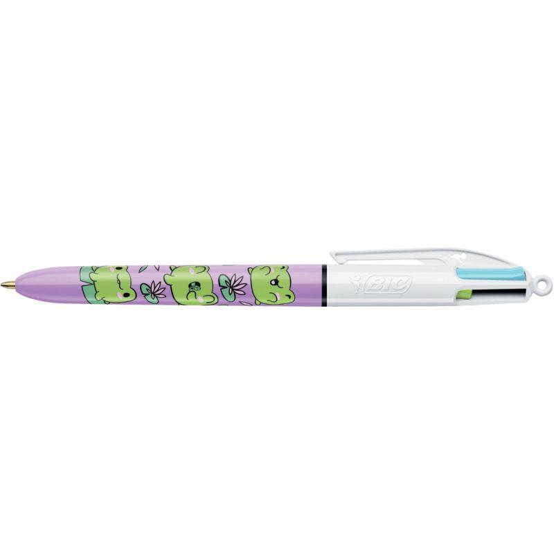 Image de  Stylo bille 4 couleurs Kawai violet animal 
