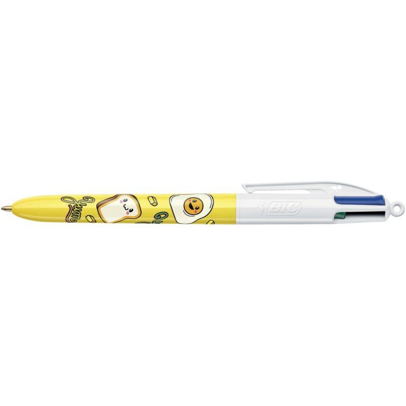 Image de  Stylo bille 4 couleurs Kawai jaune food 