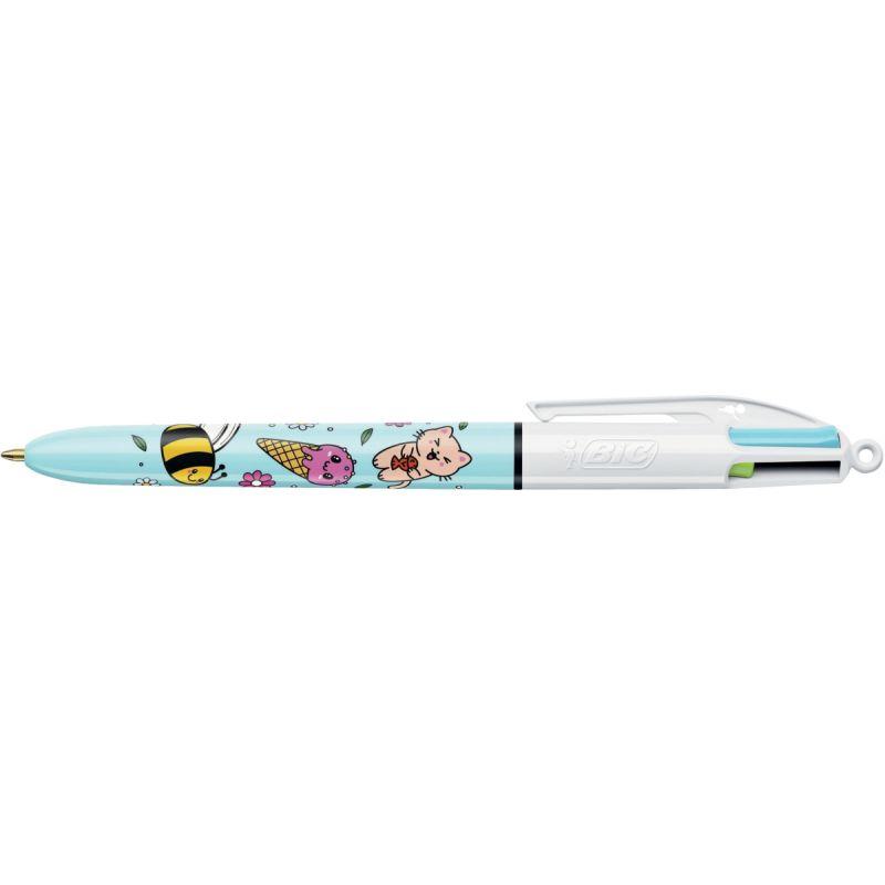 Image de  Stylo bille 4 couleurs Kawai bleu ice cream 