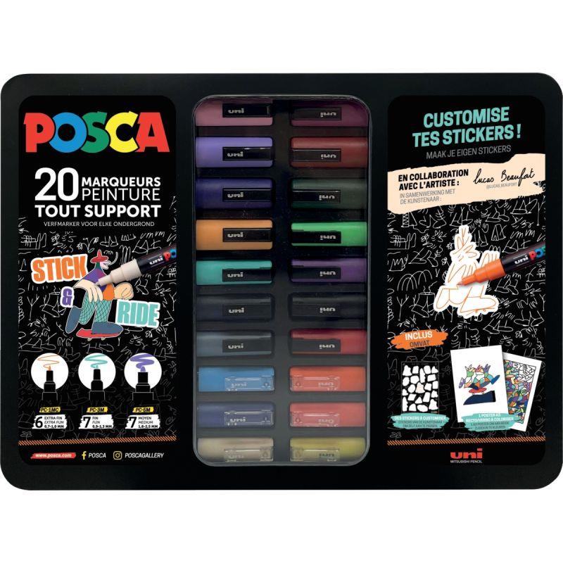 Ref. 61905, Mallette 20 marqueurs Posca stick, marque UNIBALL