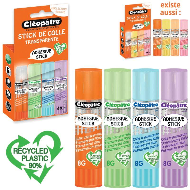 Image de  Boîte de 4 bâtons de colle cleostick pastel 8 grammes 