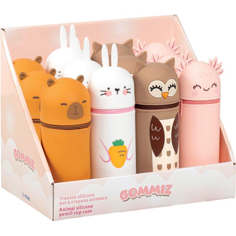 Ref. 61958, Trousse pot à crayons animaux GOMMIZ, Assorties, marque VIQUEL