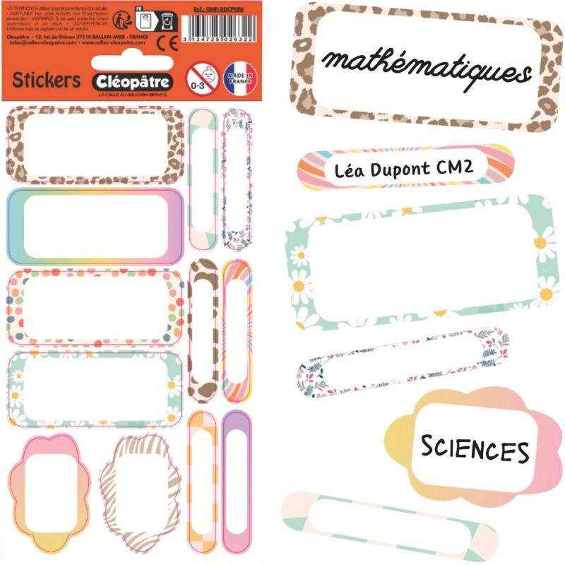 Image de  Etui de 12 étiquettes scolaires multiformats primaires 