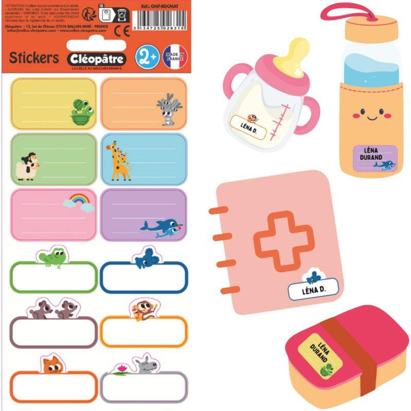 Image de  Etui de 12 étiquettes scolaires multiformats maternelle 