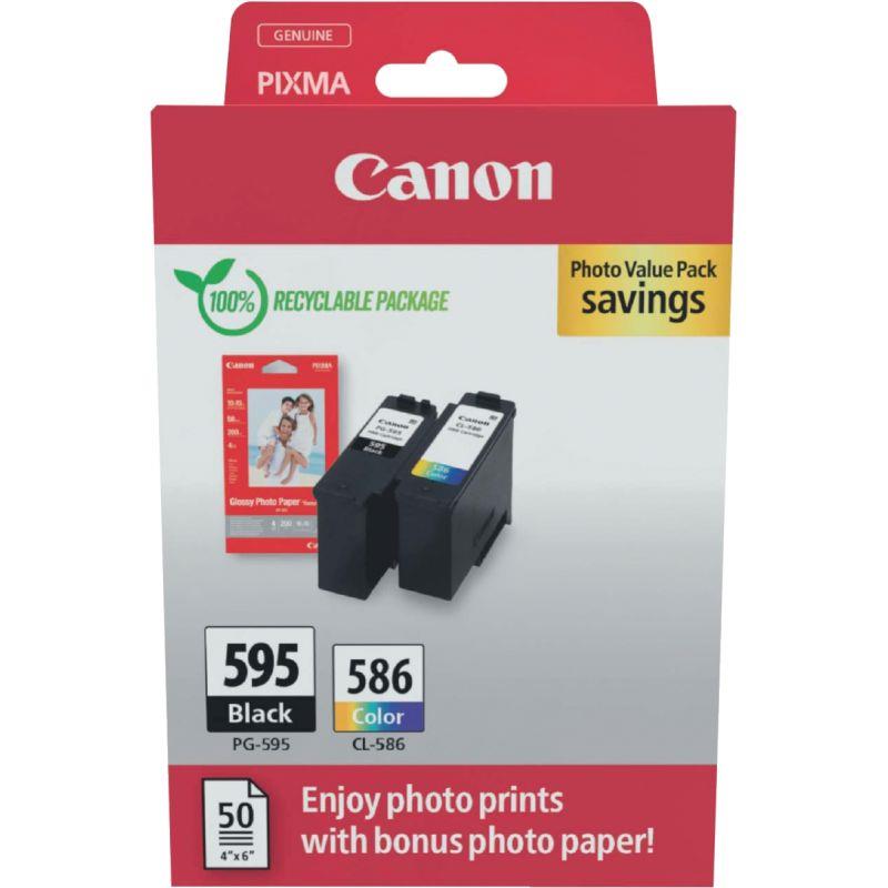 Ref. 61976, Canon 595 / 586 pack de 2 cartouches jet d''encre noire et couleurs authentique (PG595 / CL586), marque CANON