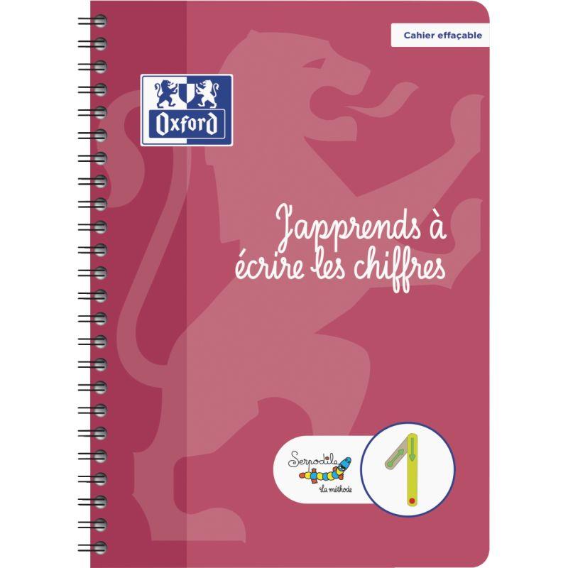 Ref. 62070, Cahier d''apprentissage spiralé DYS format A5, 44 pages, chiffres, marque SERPODILE