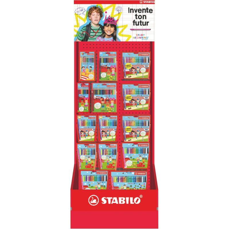 Image de  Présentoir mixte feutres et crayons de couleur STABILO 