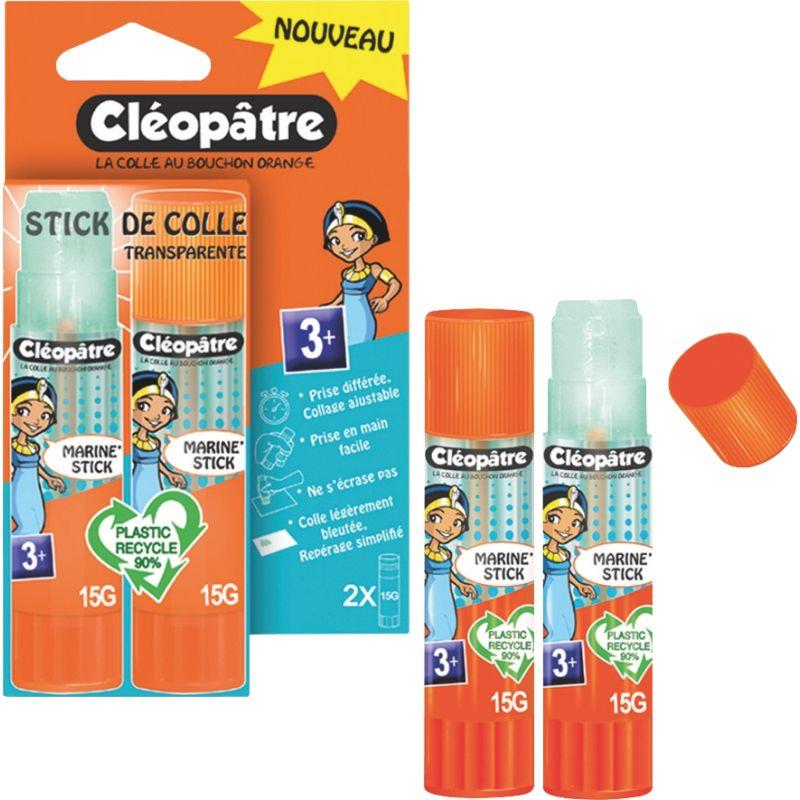 Ref. 62109, Blister de 2 Sticks de colle marine CLEOSTICK 15g, marque CLEOPATRE