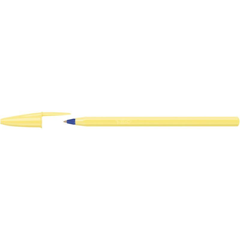 Ref. 62129, Stylo bille cristal pastel jaune, Bleu, marque BIC