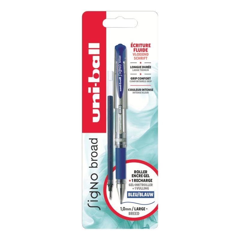 Ref. 62263, Blister de 1 roller gel signo + recharge bleue, marque UNIBALL