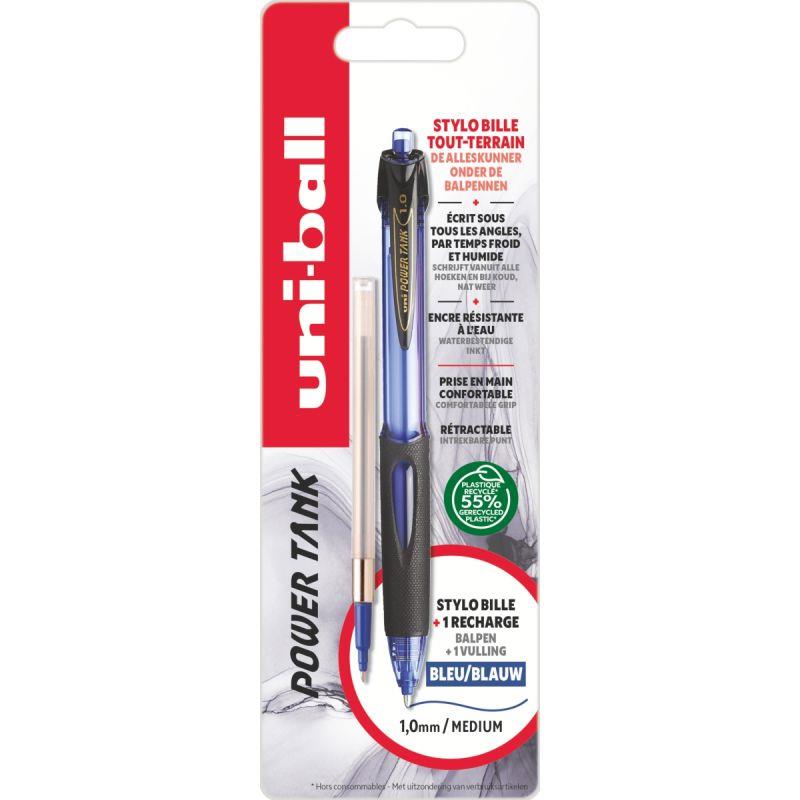 Ref. 62270, Blister de 1 stylo bille Powertank + recharge bleue, marque UNIBALL